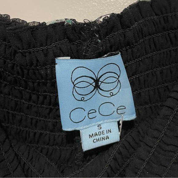 CeCe Off the Shoulder Black Floral Midi Dress - Picture 7 of 8